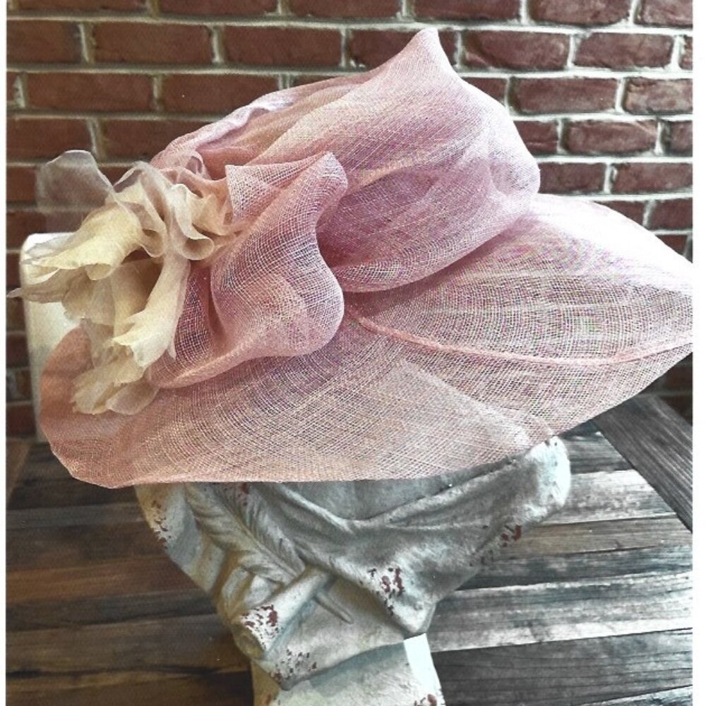 Kentucky Derby Sinamay Hat *Designer* Pink Sinamay with adjustable sizer band  O